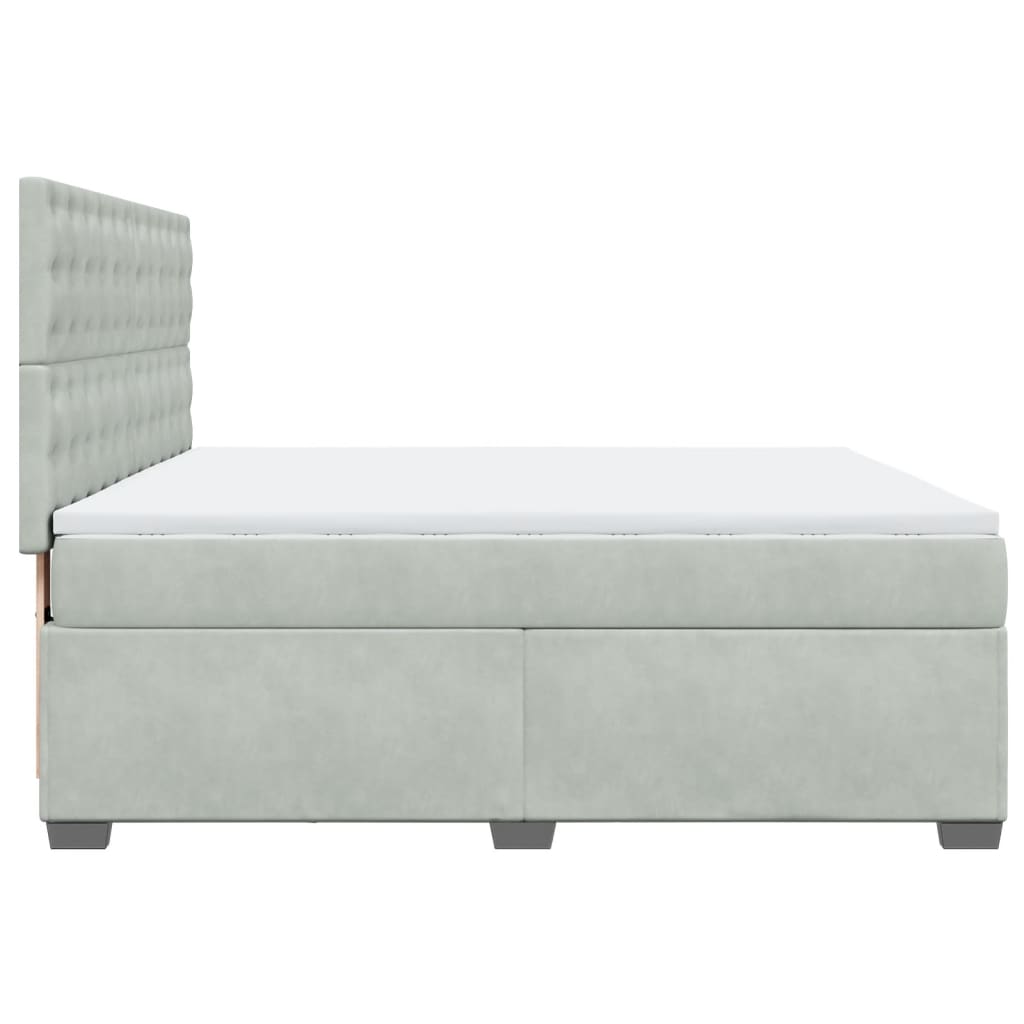 Boxspringbett mit Matratze Hellgrau 180x200 cm Samt