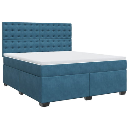 Boxspringbett mit Matratze Blau 180x200 cm Samt