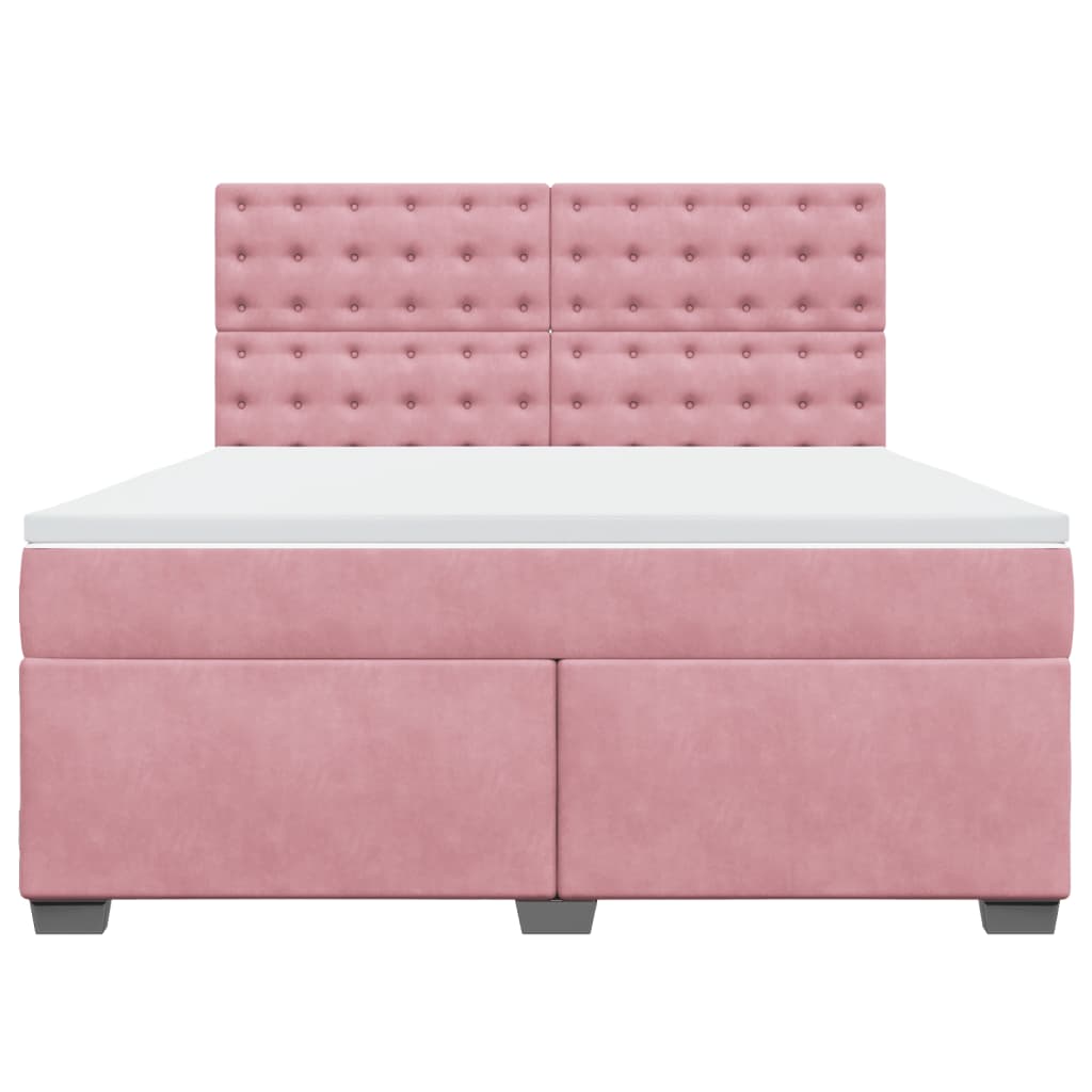 Boxspringbett mit Matratze Rosa 180x200 cm Samt