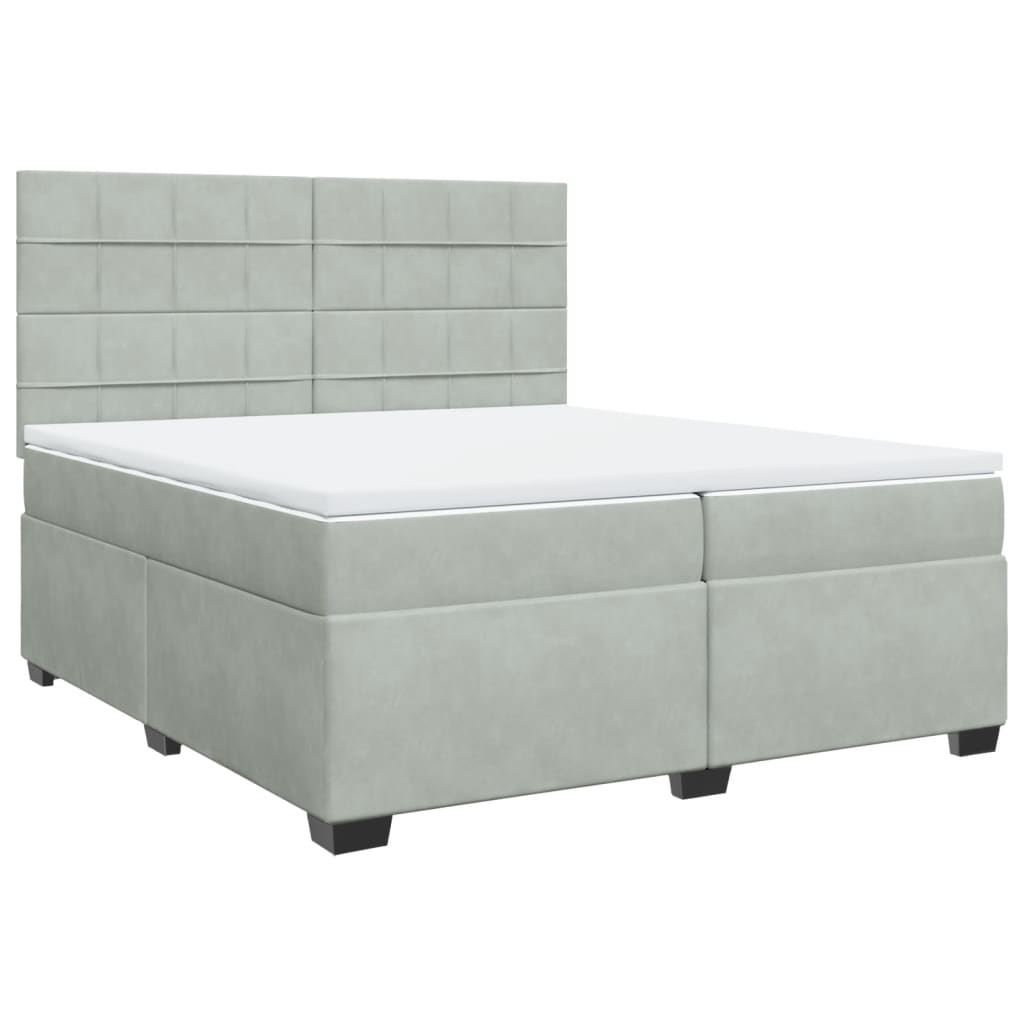 Boxspringbett mit Matratze Hellgrau 200x200 cm Samt