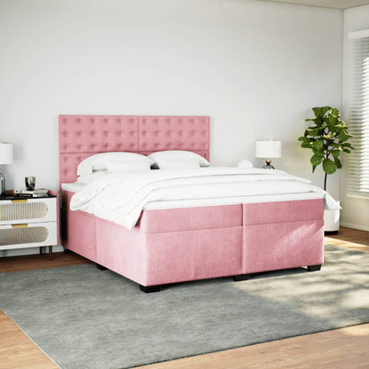 Boxspringbett mit Matratze Rosa 200x200 cm Samt