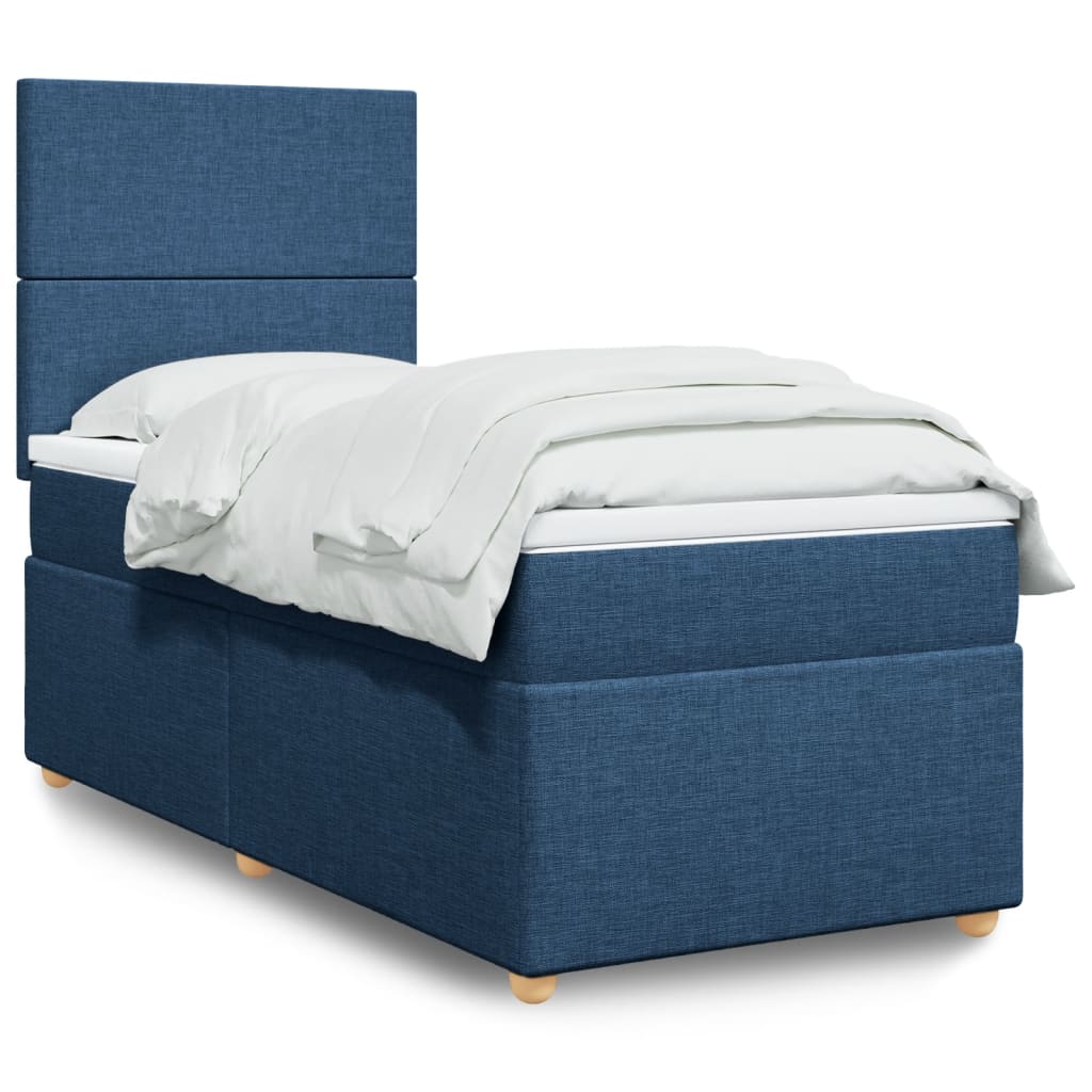 Boxspringbett mit Matratze Blau 90x200 cm Stoff