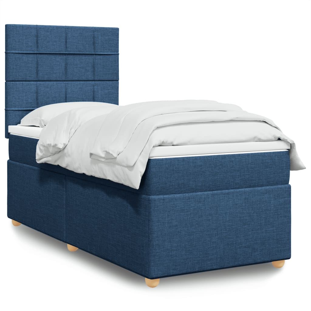 Boxspringbett mit Matratze Blau 90x200 cm Stoff