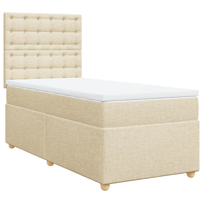 Boxspringbett mit Matratze Creme 90x200 cm Stoff