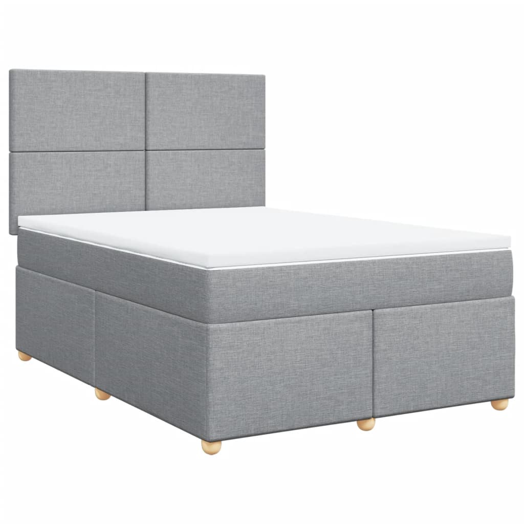 Boxspringbett mit Matratze Hellgrau 140x200 cm Stoff