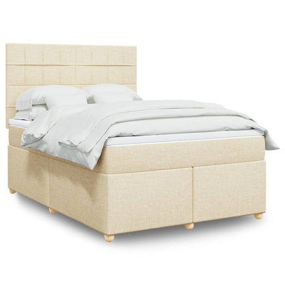 Boxspringbett mit Matratze Creme 140x200 cm Stoff