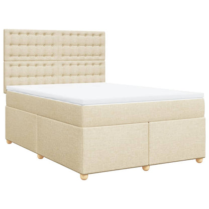 Boxspringbett mit Matratze Creme 140x200 cm Stoff