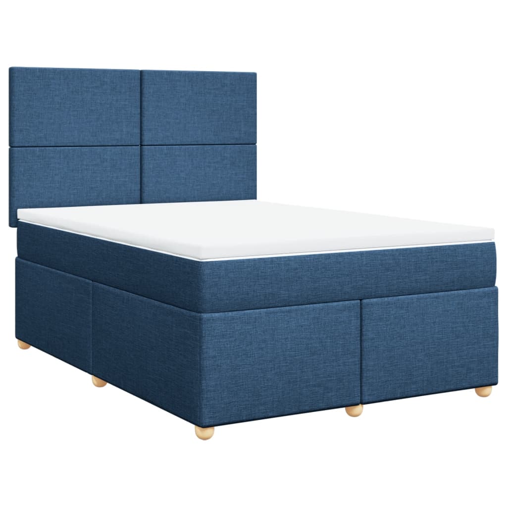 Boxspringbett mit Matratze Blau 160x200 cm Stoff