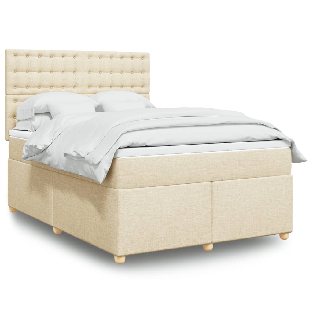 Boxspringbett mit Matratze Creme 160x200 cm Stoff