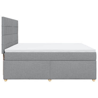 Boxspringbett mit Matratze Hellgrau 180x200 cm Stoff