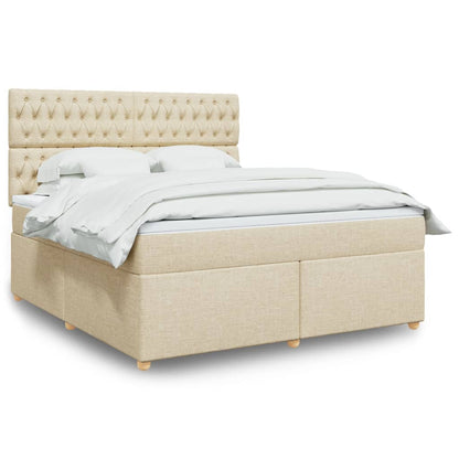 Boxspringbett mit Matratze Creme 180x200 cm Stoff