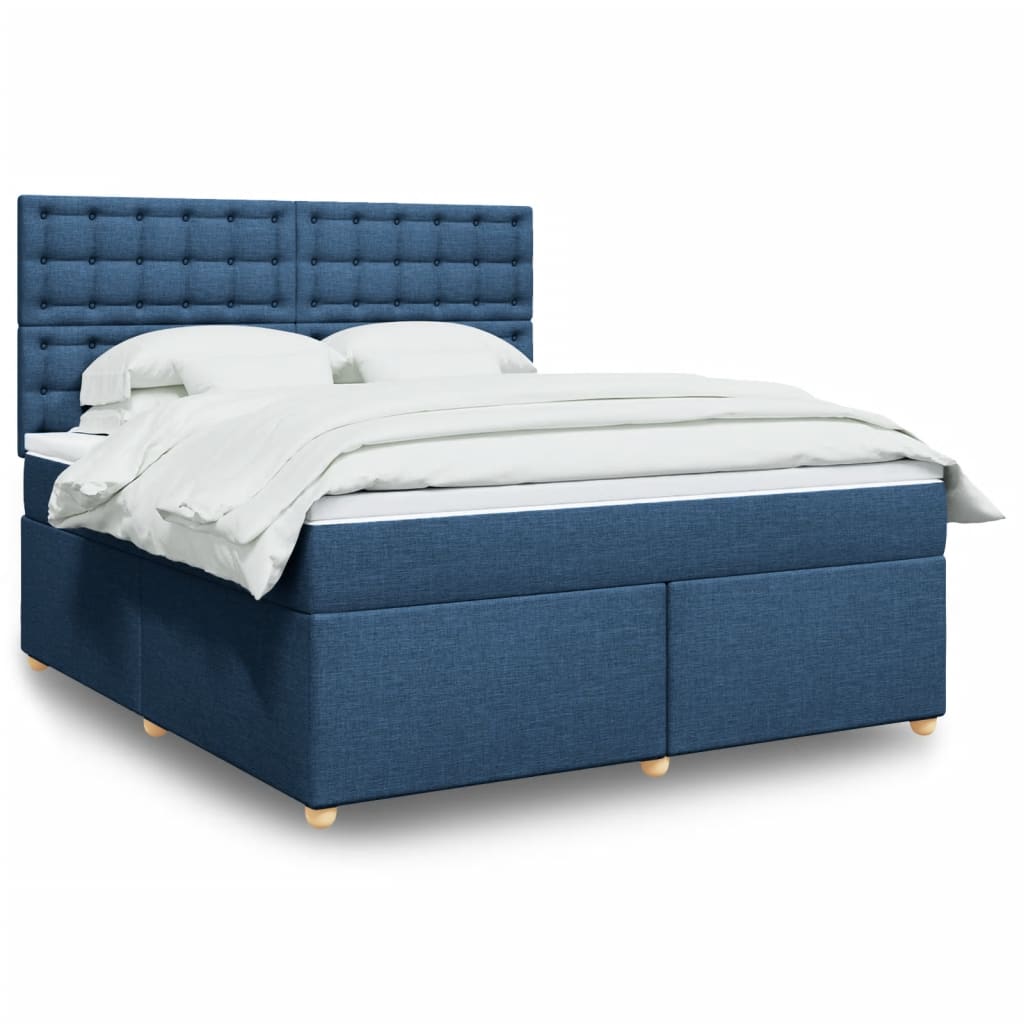 Boxspringbett mit Matratze Blau 180x200 cm Stoff