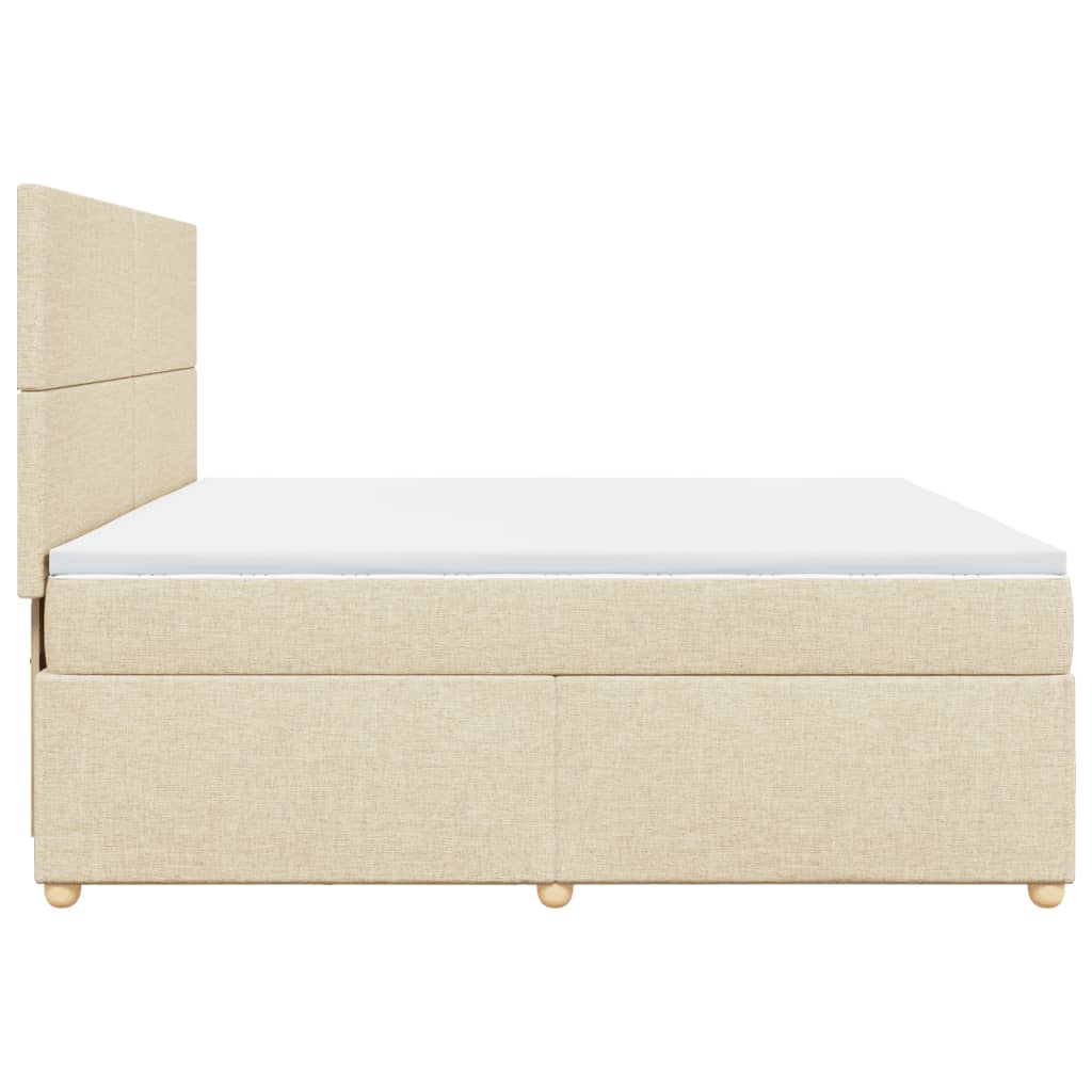 Boxspringbett mit Matratze Creme 200x200 cm Stoff