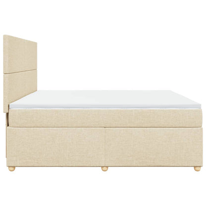 Boxspringbett mit Matratze Creme 200x200 cm Stoff