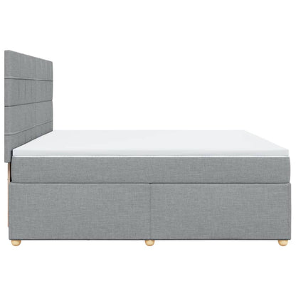 Boxspringbett mit Matratze Hellgrau 200x200 cm Stoff