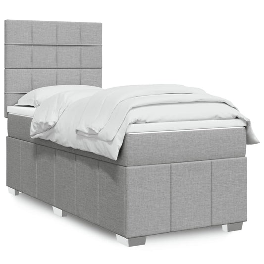 Boxspringbett mit Matratze Hellgrau 90x200 cm Stoff