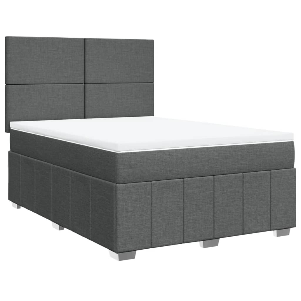 Boxspringbett mit Matratze Dunkelgrau 140x200 cm Stoff