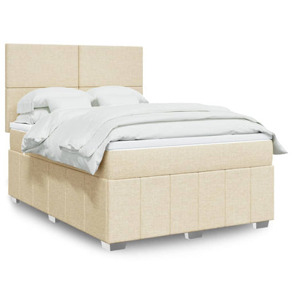 Boxspringbett mit Matratze Creme 140x200 cm Stoff