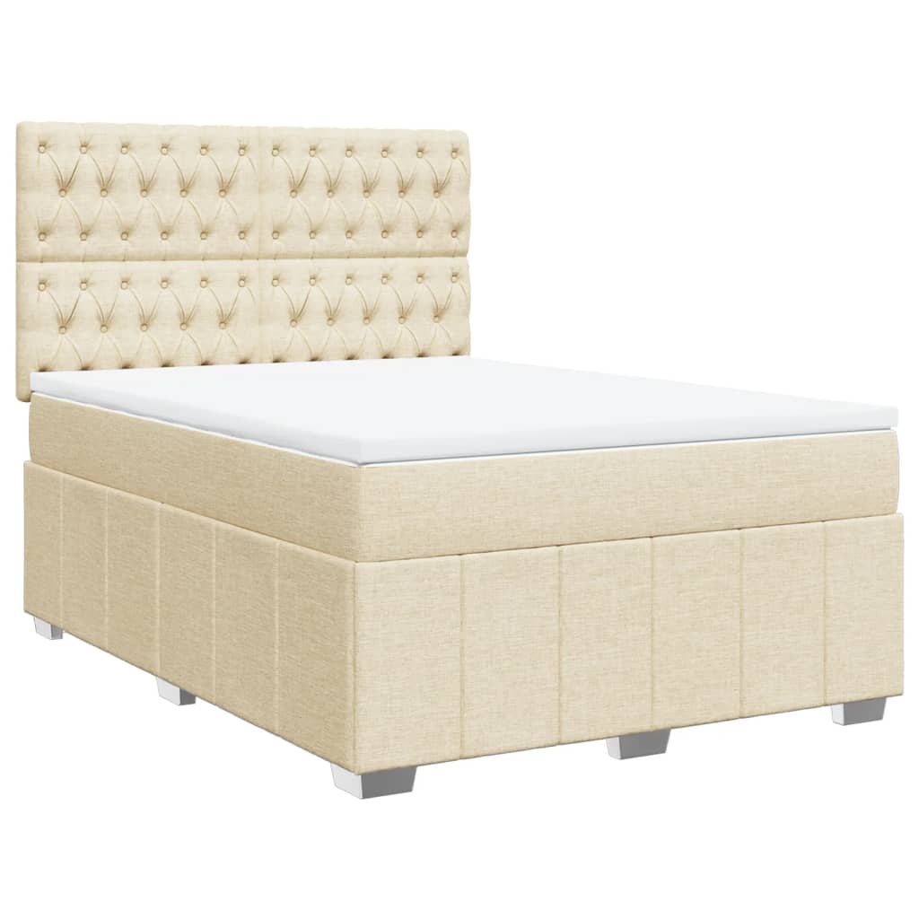 Boxspringbett mit Matratze Creme 140x200 cm Stoff