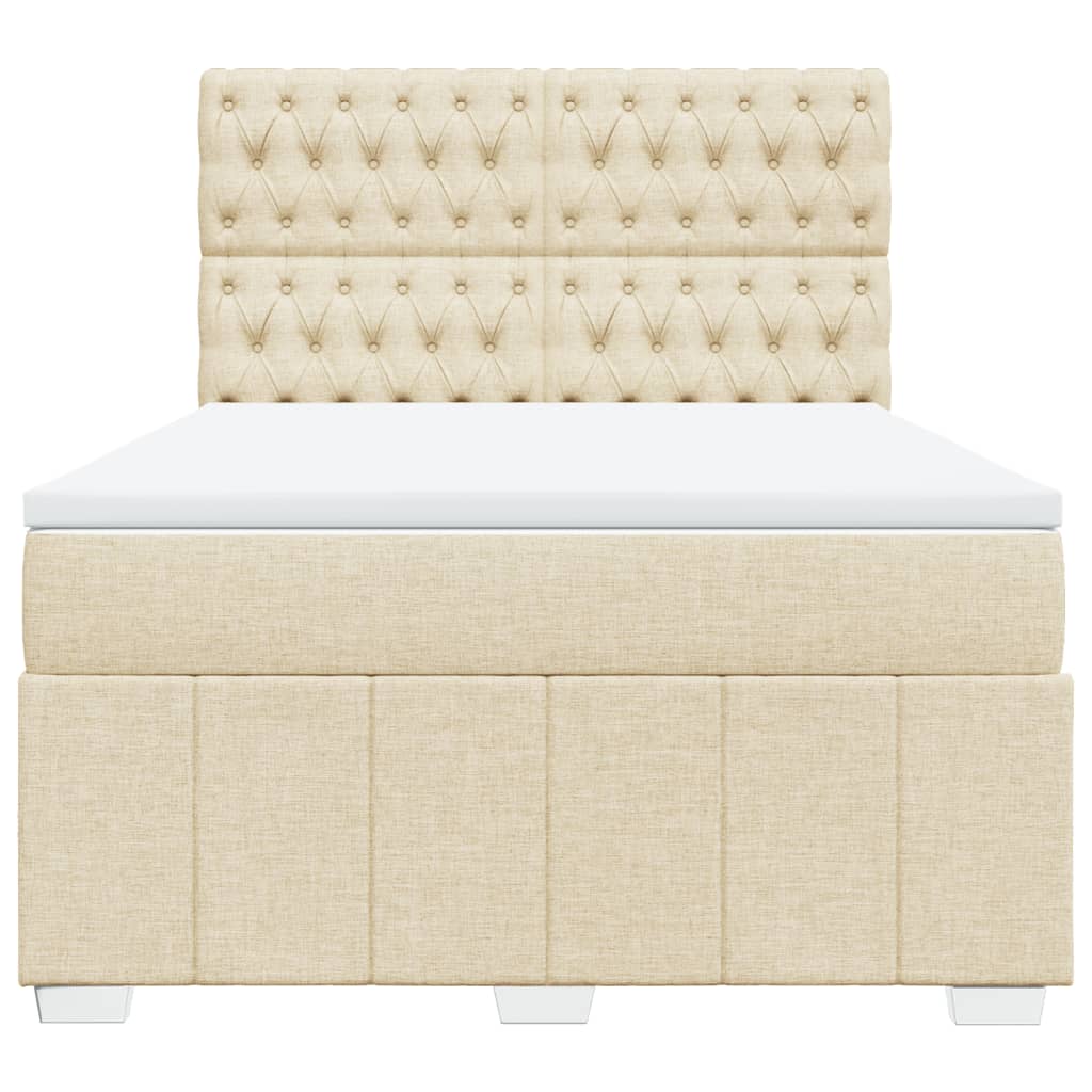 Boxspringbett mit Matratze Creme 140x200 cm Stoff