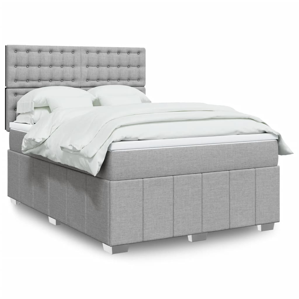 Boxspringbett mit Matratze Hellgrau 140x200 cm Stoff