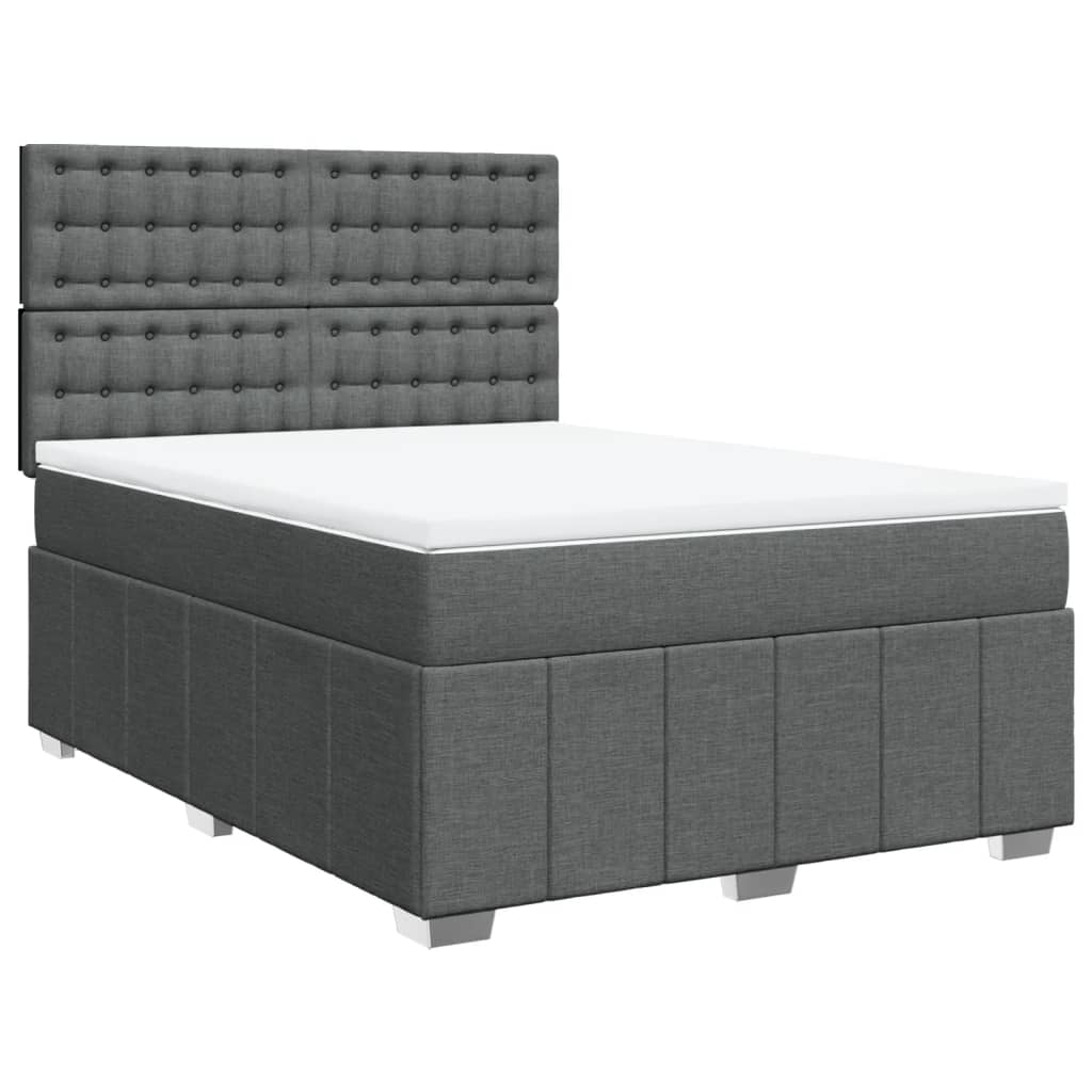 Boxspringbett mit Matratze Dunkelgrau 140x200 cm Stoff