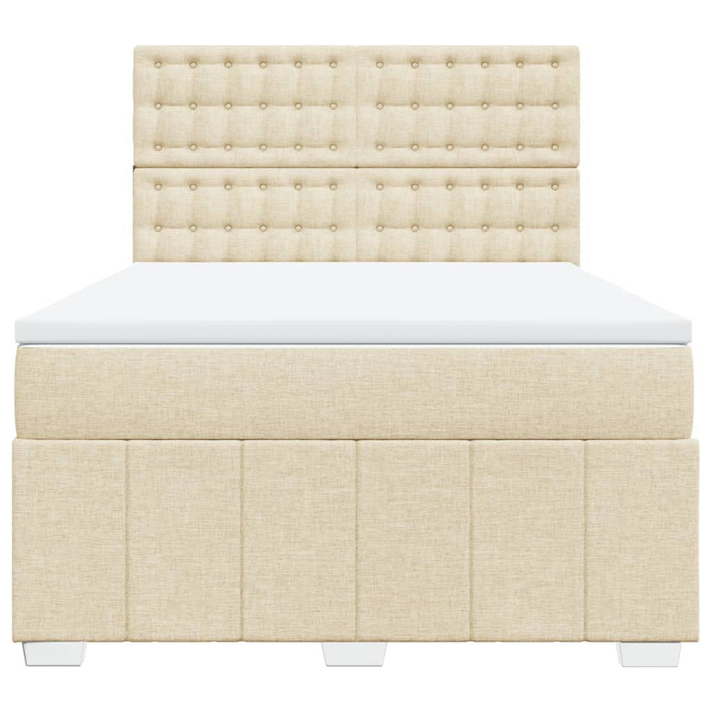 Boxspringbett mit Matratze Creme 140x200 cm Stoff