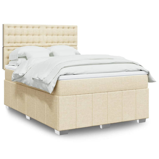 Boxspringbett mit Matratze Creme 140x200 cm Stoff