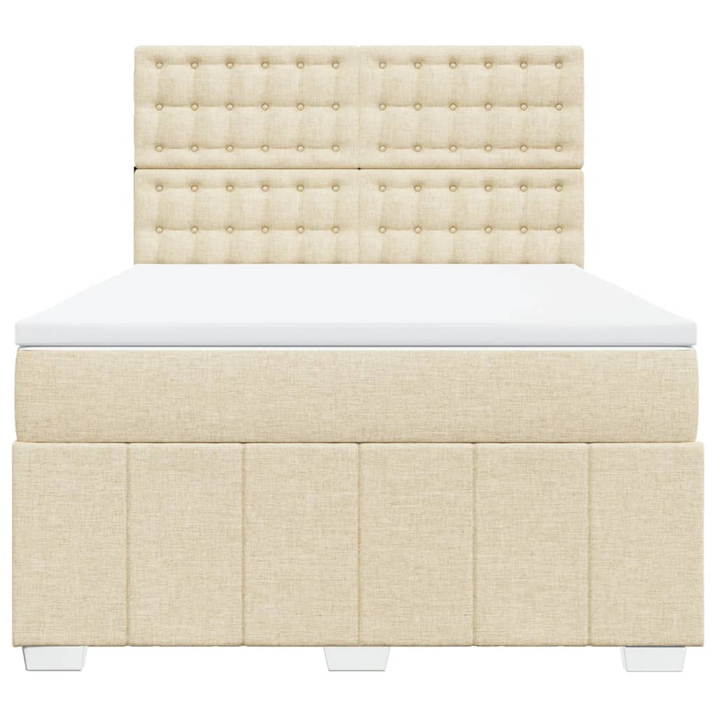 Boxspringbett mit Matratze Creme 160x200 cm Stoff