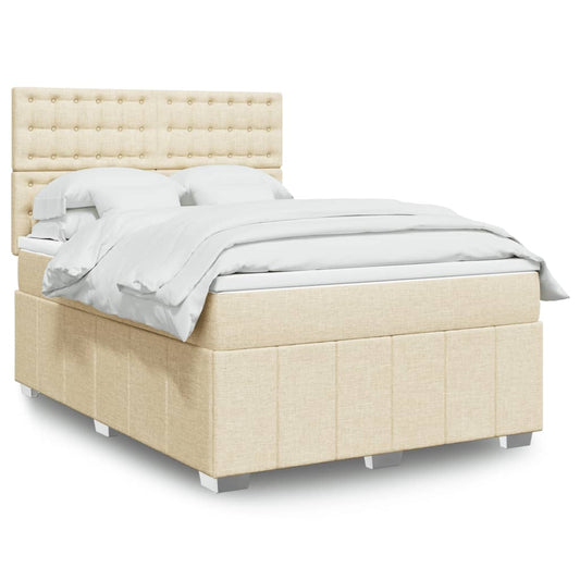 Boxspringbett mit Matratze Creme 160x200 cm Stoff