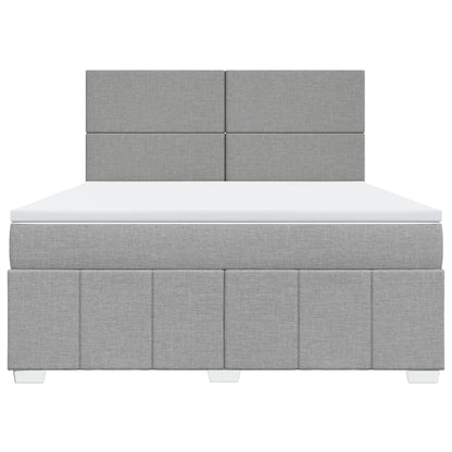 Boxspringbett mit Matratze Hellgrau 180x200 cm Stoff