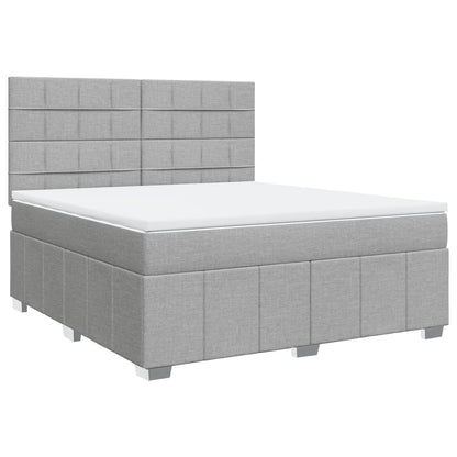 Boxspringbett mit Matratze Hellgrau 180x200 cm Stoff