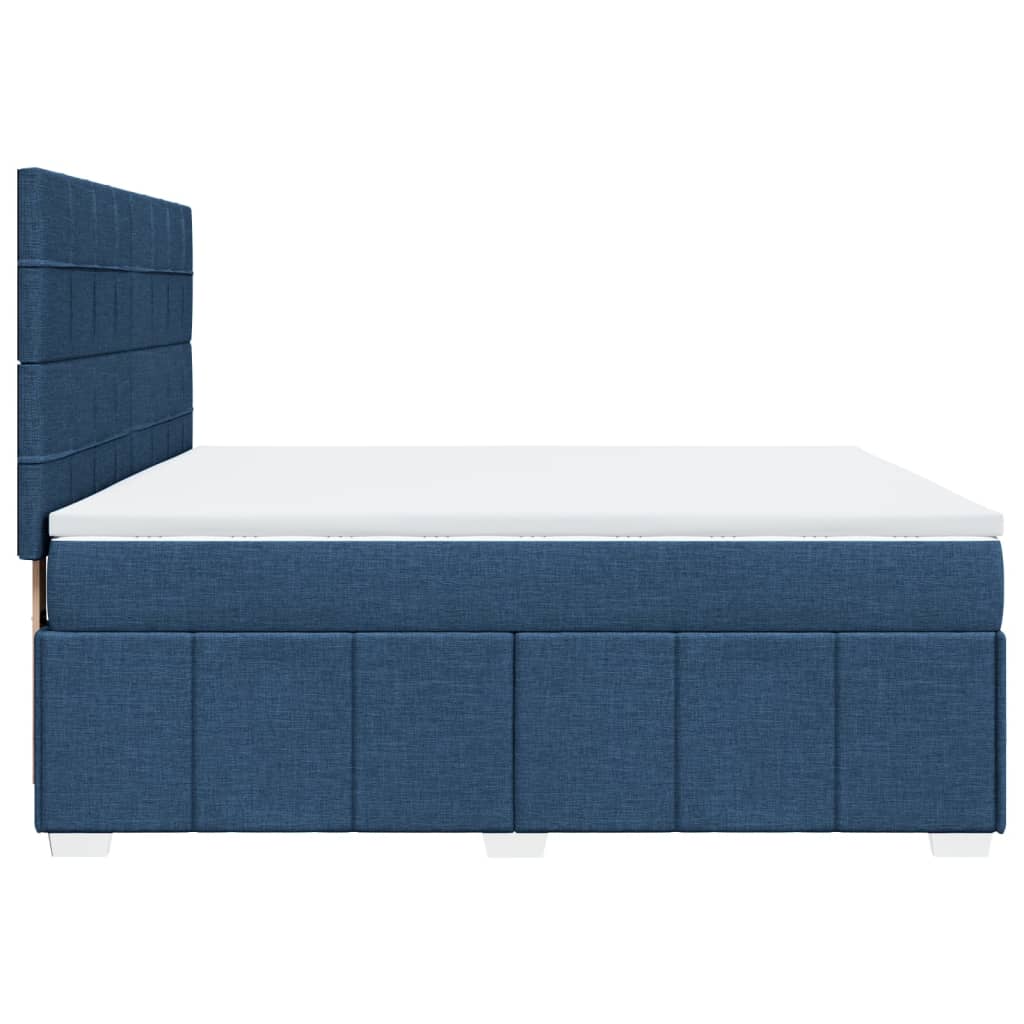 Boxspringbett mit Matratze Blau 180x200 cm Stoff