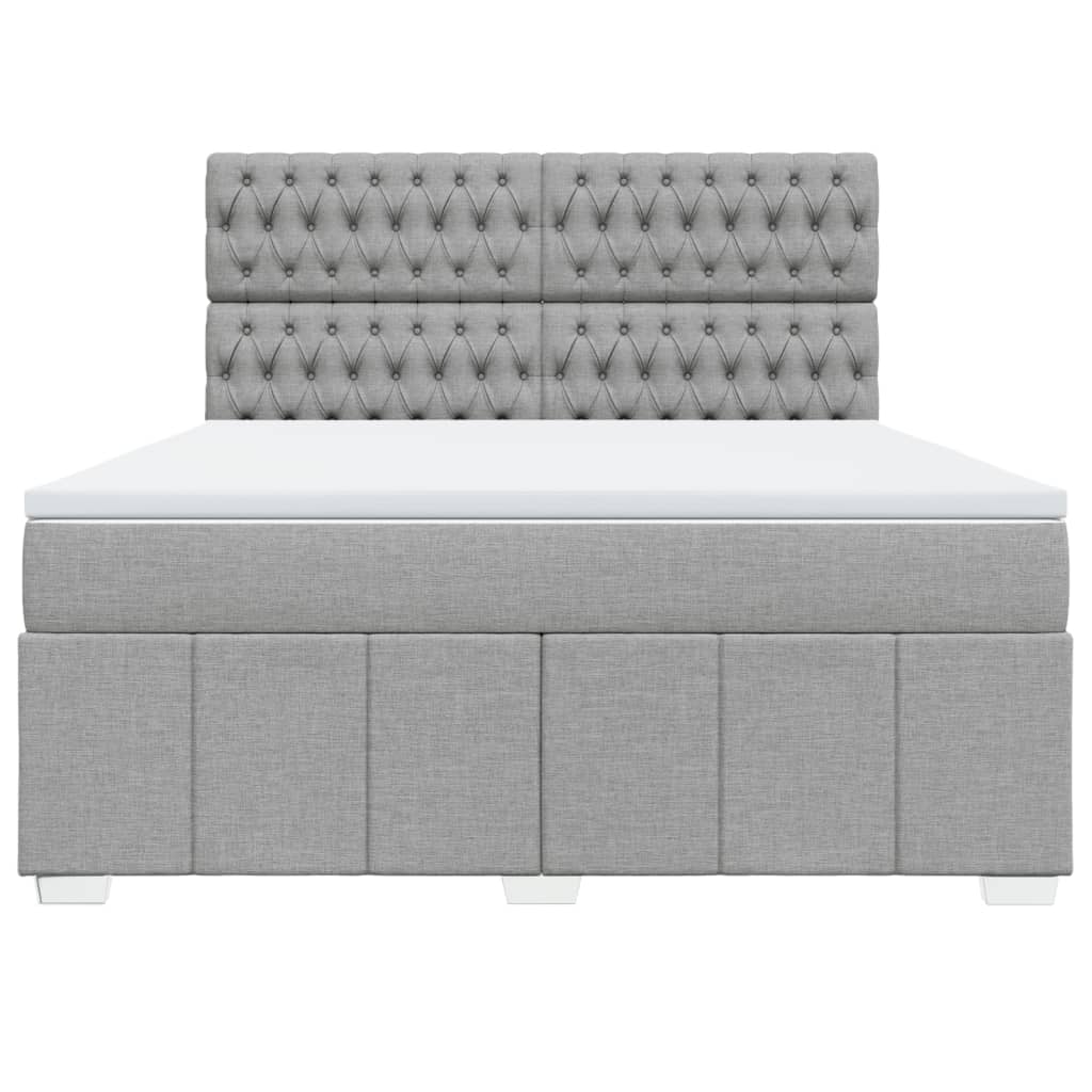 Boxspringbett mit Matratze Hellgrau 180x200 cm Stoff