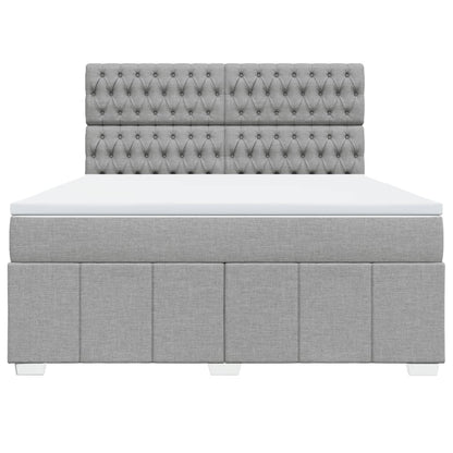 Boxspringbett mit Matratze Hellgrau 180x200 cm Stoff