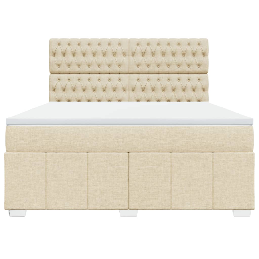 Boxspringbett mit Matratze Creme 180x200 cm Stoff