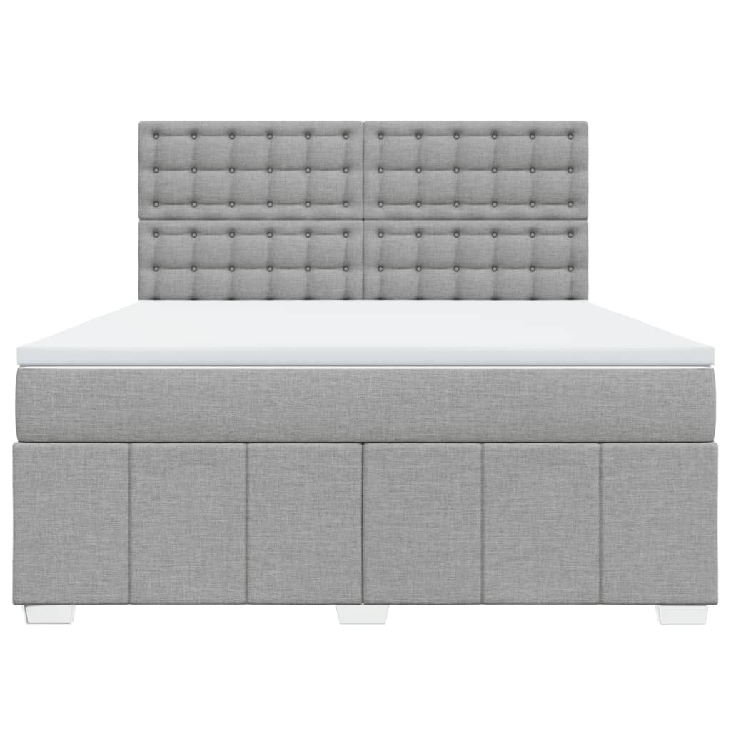 Boxspringbett mit Matratze Hellgrau 180x200 cm Stoff