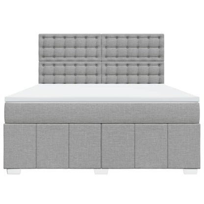 Boxspringbett mit Matratze Hellgrau 180x200 cm Stoff