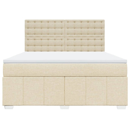 Boxspringbett mit Matratze Creme 180x200 cm Stoff