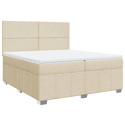 Boxspringbett mit Matratze Creme 200x200 cm Stoff