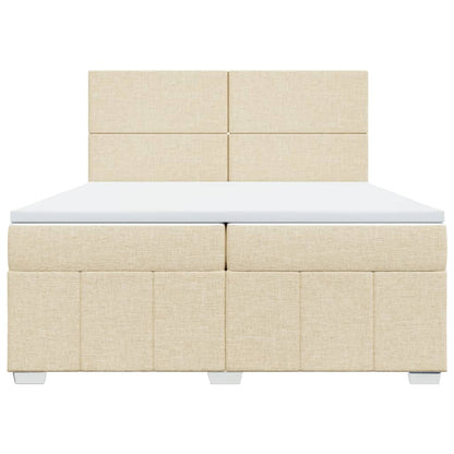 Boxspringbett mit Matratze Creme 200x200 cm Stoff