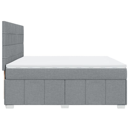 Boxspringbett mit Matratze Hellgrau 200x200 cm Stoff