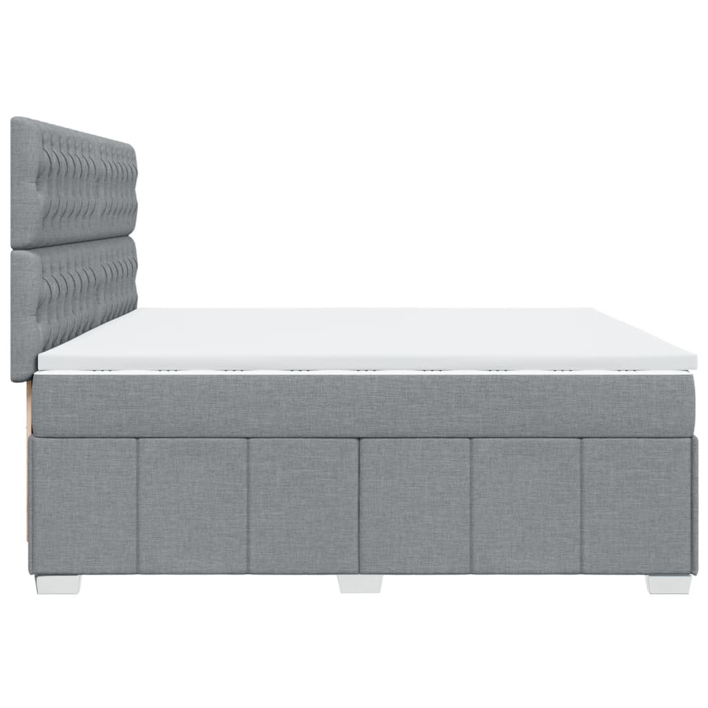 Boxspringbett mit Matratze Hellgrau 200x200 cm Stoff