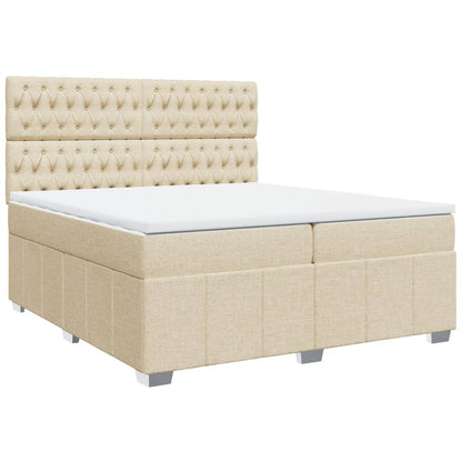 Boxspringbett mit Matratze Creme 200x200 cm Stoff