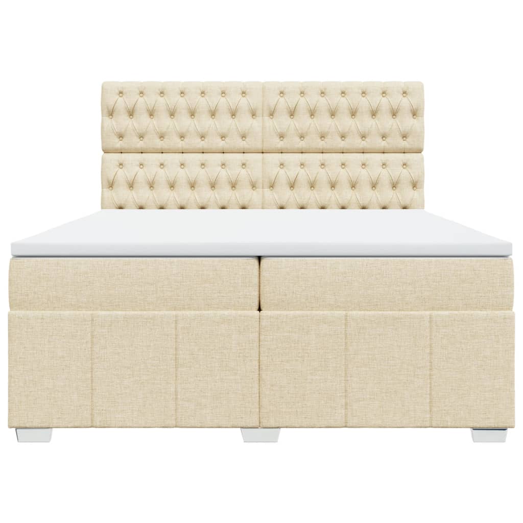 Boxspringbett mit Matratze Creme 200x200 cm Stoff