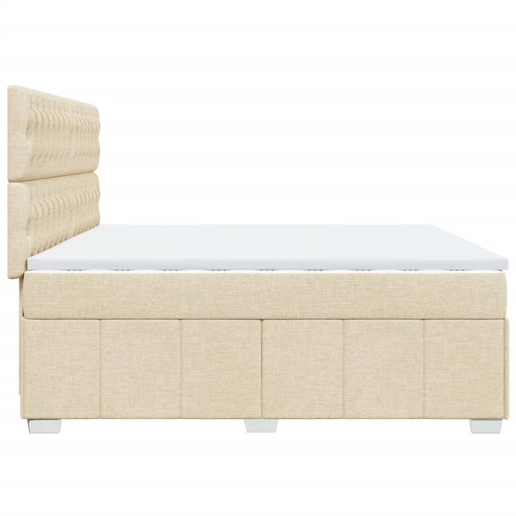 Boxspringbett mit Matratze Creme 200x200 cm Stoff