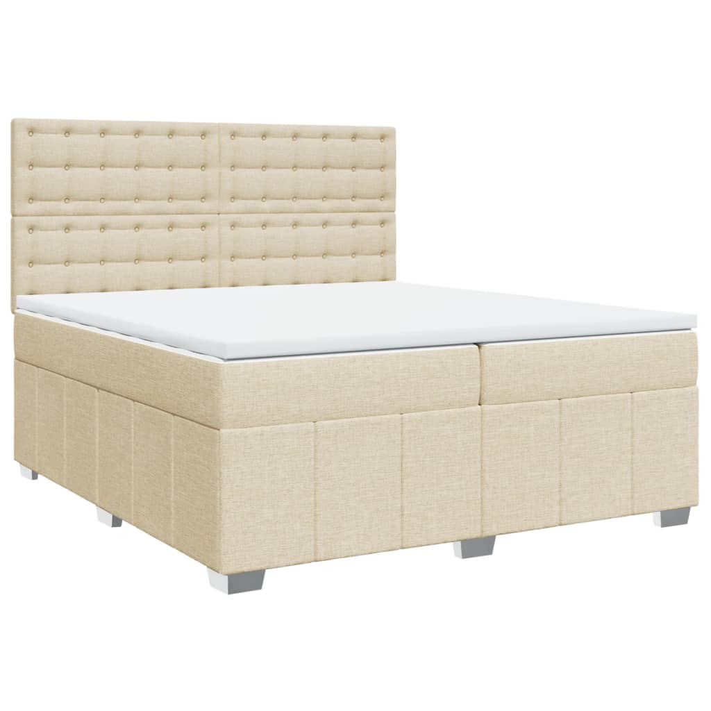 Boxspringbett mit Matratze Creme 200x200 cm Stoff