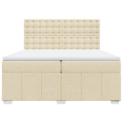 Boxspringbett mit Matratze Creme 200x200 cm Stoff