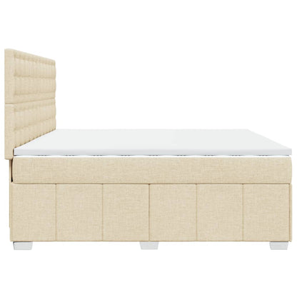 Boxspringbett mit Matratze Creme 200x200 cm Stoff