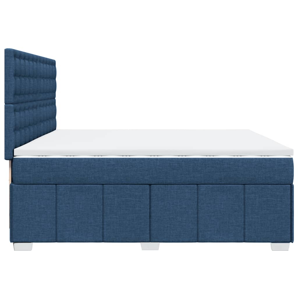 Boxspringbett mit Matratze Blau 200x200 cm Stoff